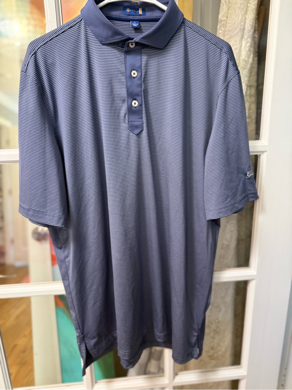 Stitch Men’s Blue Striped Performance Polo
